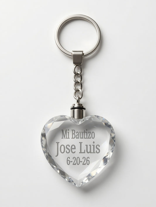 12piece mix personalized Crystal Keychain - Mi Bautizo(Baptism)/quinceañera/sweet 16/Communion/Anniversary/Wedding(Boda) Christening Gift | Round, Heart & Octagon Shapes