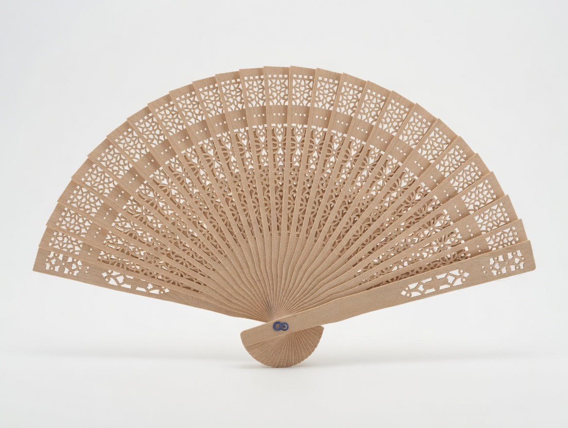Large Ornate Wooden Folding Fan – 45-50cm Laser Cut Decorative Hand Fan