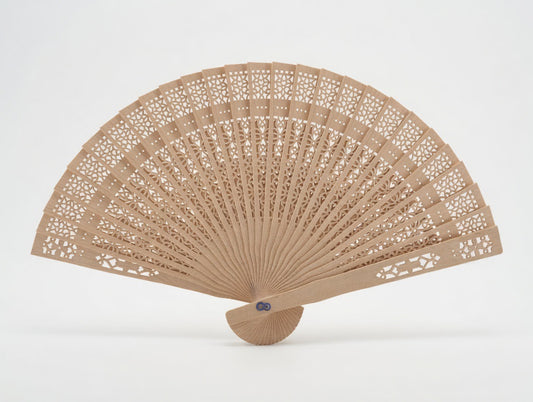 Large Ornate Wooden Folding Fan – 45-50cm Laser Cut Decorative Hand Fan