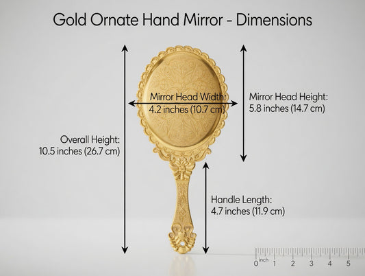 Elegant Ornate Gold Hand Mirror – Vintage Victorian Style Vanity Essential