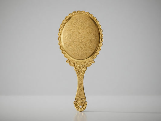 Elegant Ornate Gold Hand Mirror – Vintage Victorian Style Vanity Essential