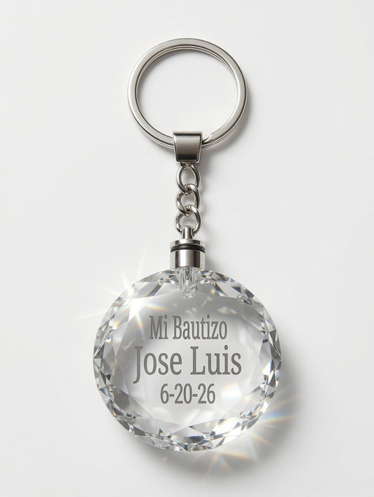 12piece mix personalized Crystal Keychain - Mi Bautizo(Baptism)/quinceañera/sweet 16/Communion/Anniversary/Wedding(Boda) Christening Gift | Round, Heart & Octagon Shapes