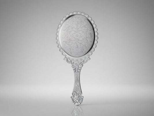 Elegant Vintage Silver Hand Mirror – Ornate Victorian Vanity Mirror