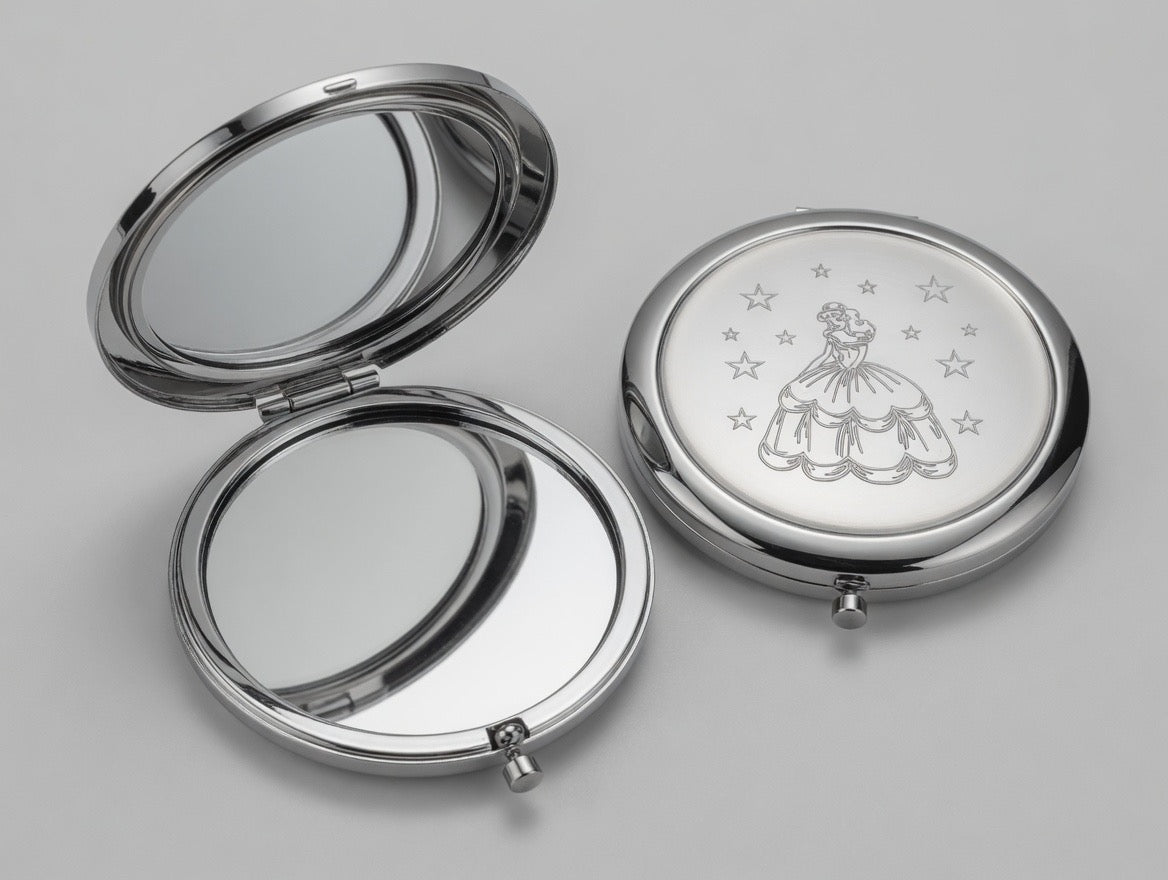 Set of 12 Personalized Sweet 16/Wedding(Boda)/baptism(bautizo)/Communion/Anniversary/Quinceañera Compact Mirror - Custom Engraved Makeup Mirror with Name & Date | Elegant Princess Gift for Her