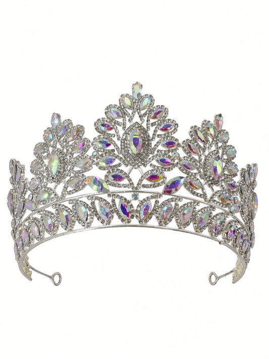 Clear AB Quinceañera tiara on silver with loop ends