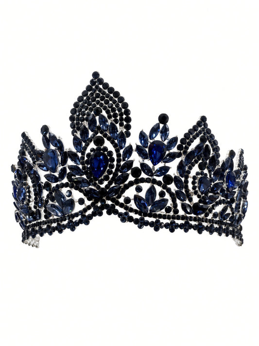 Navy and black Quinceañera tiara with open filigree